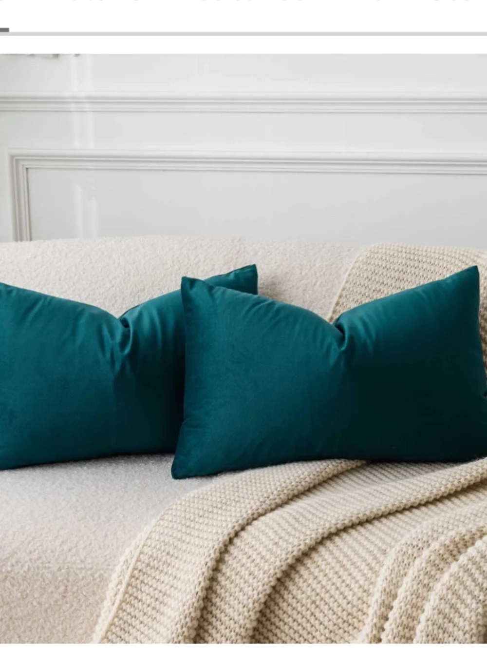 Peacock Blue VELVET Pillow Covers 12x20” (2-pack)